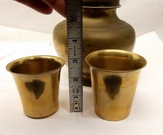 Antique Brass Milk Jug Container Pot India Nesting Cup Lid Holy Water Vessel Vtg 3