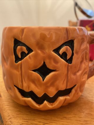 Vintage Halloween Ceramic Mug Pumpkin Jack O Lantern 1989 Holland Floral Inc