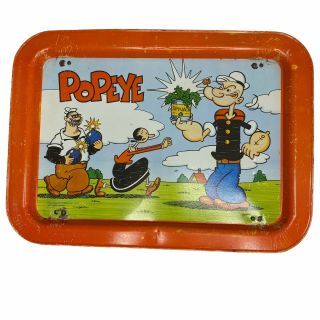 Vintage Popeye 1979 Tv Dinner Folding Lifted Metal Tray Collectible Cartoon