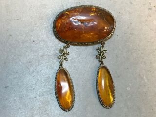 Natural Old Antique Yellow Butterscotch Baltic Amber Brooch 23,  4 Gr