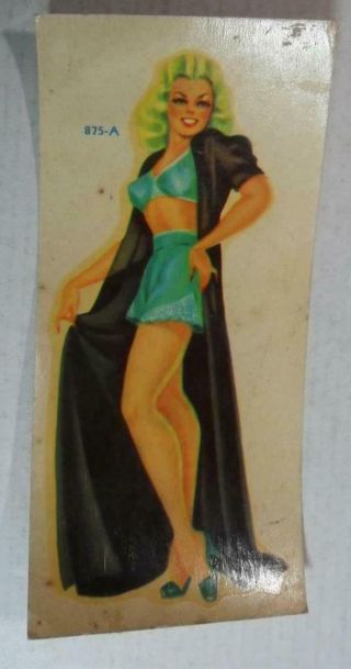 Vintage Meyercord Decal 875 - A Sexy Blonde Pin - Up With Black Cape High Heels