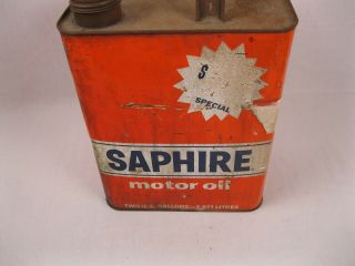 Vintage Gulf Oil Co.  Saphire Motor Oil Can 2 Gallon Advertising Logo Sign