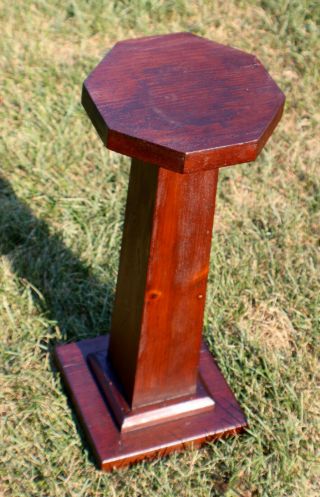 Antique Mission Wood Hexagon Plant Stand Pedestal Table C.  1920 Stickley Roycroft