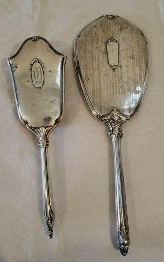 Vintage Webster Co.  Sterling Silver Hand Mirror And Brush Set Monogram " M "
