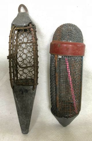 2 Vintage/antique Japanese Live Bait/minnow Carp Fishing Lure Feeder Cage Basket