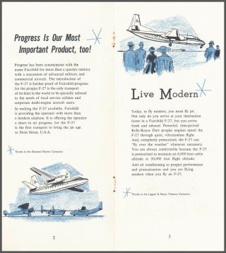 FAIRCHILD F - 27 or FH - 227 MANUFACTURER ' s BROCHURE WITH 12 PAGES FROM 1960 3