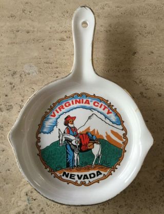 Vintage Virginia City Nevada Souvenir Skillet With Gold Miner & Pack Mule
