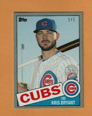2020 Kris Bryant Topps On Demand Mini Grey Parallel 1985 Style Serial 1/1 Wow