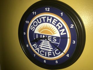 Southern Pacific Lines Railway Railroad Train Station Man Cave Wall Clock Sign
