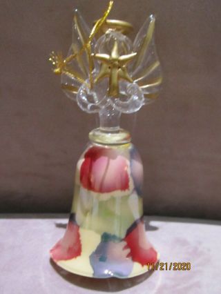 Vintage Christmas Angel Glass Ornament With Bell 4 3/8 " High