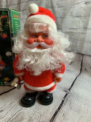 Vintage Walking 10 " Santa Claus Musical Toy Jingles Bells,  Box