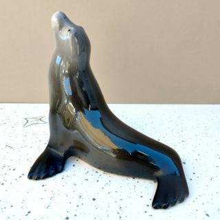 Vintage Lomonosov Ussr Porcelain Seal Figure Sea Life Animal Art Statue Russia