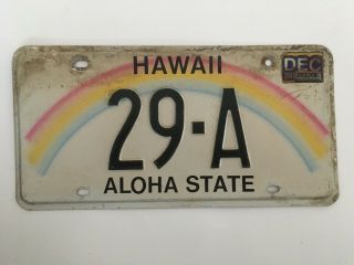 2001 Hawaii License Plate Low Number Digit " A " Prefix State Assembly Political??