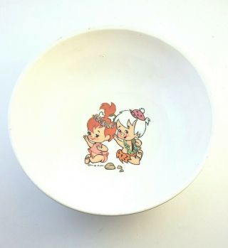 Vintage 1960s Pebbles And Bam Bam Cereal Bowl - The Flintstones By Melmac