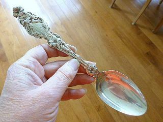 Art Nouveau Lily Flower Whiting Sterling Silver Vegetable Serving Spoon 8 "