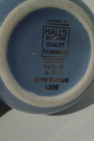 Vtg Hall Superior Kitchenware Blue Floral Rose Parade Ceramic Creamer 1259 USA 3
