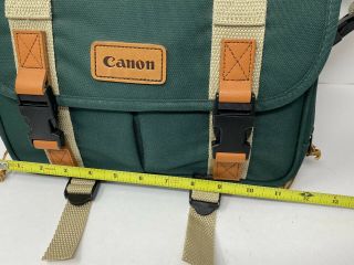 Vintage CANON Canvas Signature SLR Camera Bag Green & Tan w/ Organizers 2