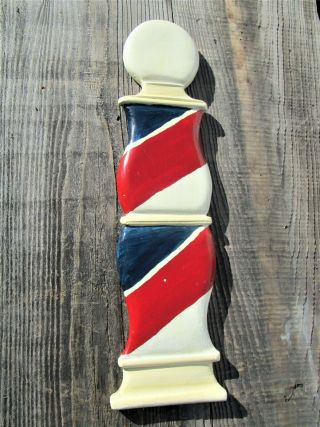 Vintage Wooden Hand Painted Barbers Pole Wall Hanging - Americana