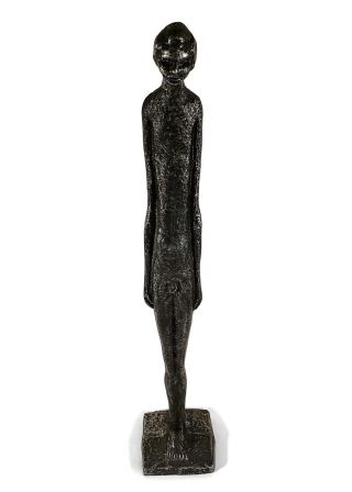 Tall Vintage Existentialist Modernist Attenuated Thin Man Sculpture Cast Metal