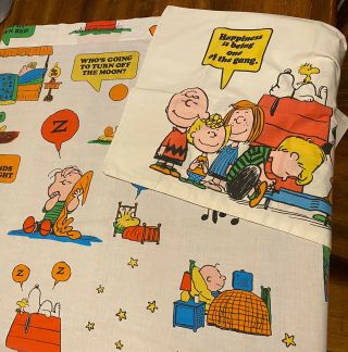 Jp Stevens Utica Vintage Peanuts Twin Flat Sheet Pillowcase Bed Snoopy Schulz