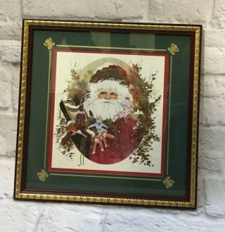 Home Interiors Christmas Santa Claus Homco Vtg Framed Picture 13 X 13