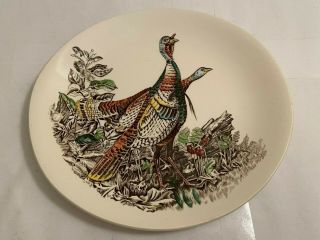 Vintage Johnson Bros Game Birds Wild Turkey Oval Salad Plate 9 1/4 "