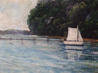 Antique Oil on Board Painting Hudson River Signed Dated 1919 Vintage 3