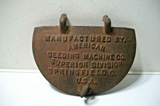 Vintage Cast Iron Advertising American Seeding Machine Co.  Ohio