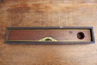 Antique Stratton Brothers Wood & Brass Bound Carpenters Level 20” W/ Case 1870