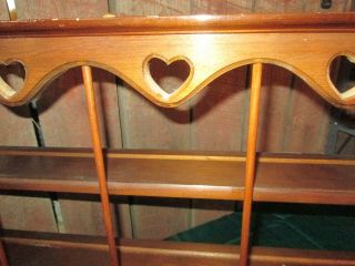 vtg Tea Cup And Saucer Wood Hanging Curio Display Shelf Dutch Colonial hearts 3