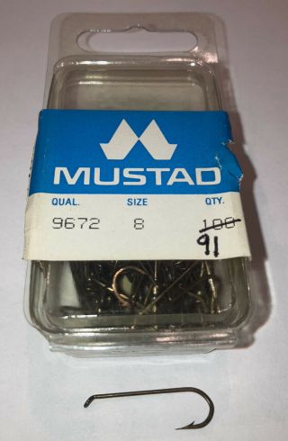 91 Vintage Mustad Viking Fishing Hooks For Fly Tying Size 8 Qual 9672