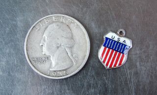 Vintage Sterling Silver Charm - U.  S.  A.  Enameled Country Liberty Red White Blue