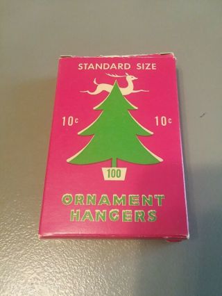 One Vintage National Tinsel Mfg Christmas Ornament Hanger Box Reindeer Graphic