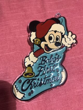 Vintage 1985 Disney Baby’s First Christmas Minnie Mouse Stocking Ornament 4 1/2 "