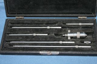 Vintage Starrett Inside Micrometer Set In Case 2 " - 8 "