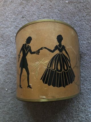 Vintage Clip On Candle Shade With Silhouette Man And Woman In Gold 4” X 4.  5”