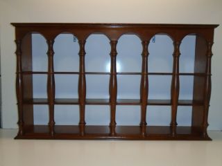 Vintage Decorative Wood Wall Display Curio Shelf Holds 18 Tea Cup Saucer