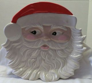 Vintage 13” Santa Claus Ceramic Cookie Platter Or Decor Christmas