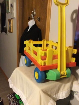 Vintage Mattel Tuff Stuff Toy Wagon Yellow/orange/green/blue Wheels