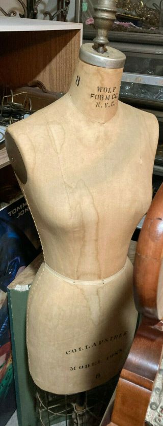 Vintage Collapsible Dress Form Mannequin Wolf Form Co N.  Y.  C.  Model 1983 Size 8