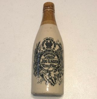 Antique 1890’s Ginger Beer Stoneware Bottle Moerlein Jug Lager Port Dundas 10.  5”
