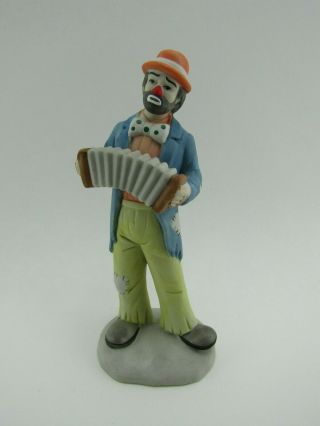 Vintage Flambro The Emmett Kelly Jr Porcelain Clown With Accordion Figurine