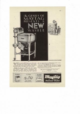 Vintage 1930 Maytag Aluminum Wringer Washing Machine Ad Print B815