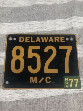 Vintage Delaware Motorcycle License Plate 1977 Delaware License Plate 8527 Wow