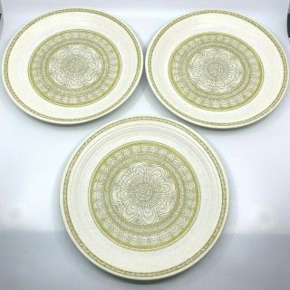 Set Of 3 Vintage Franciscan Earthenware Hacienda Green Dinner Plate Mcm 10.  5 "