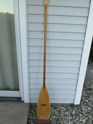 Vtg.  2 - Tone Feather Brand 64 " Wood Canoe Kayak Paddle Oar Cabin Lake House Decor