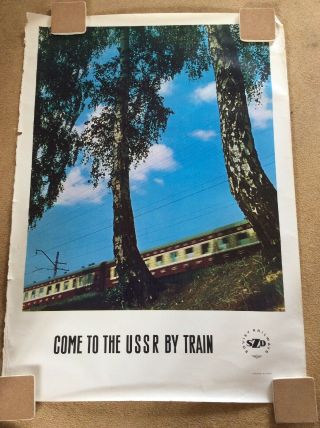 Vintage Soviet Railways Szd Large Poster Come To Ussr By Train (russia)