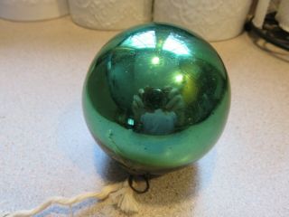 Antique German Kugel Christmas Ornament Dark Green Heavy Mercury Glass