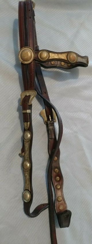 Vintage Western Headstall With Silver - Horse Size