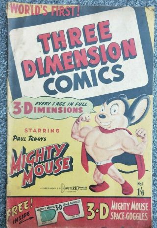 Three Dimension Comics 1 Australian Vintage Comic Book Mighty Mouse
